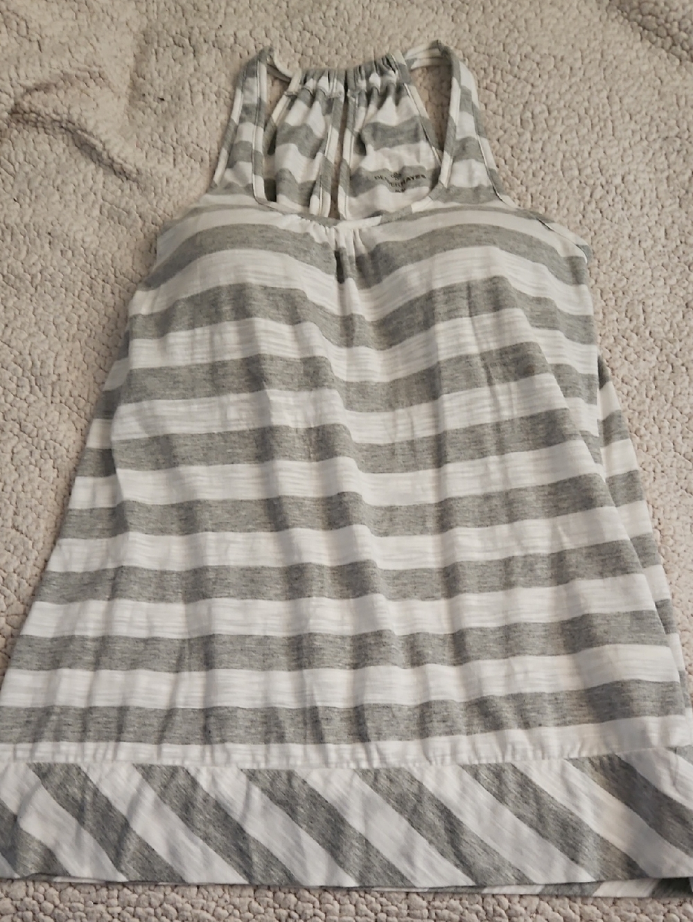 Gray and White Striped Halter Tank Top- M/M